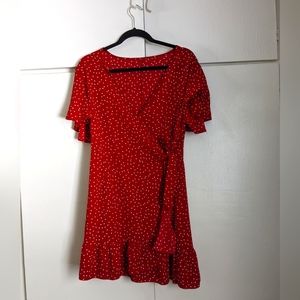 Polka Dot Mini Wrap Dress